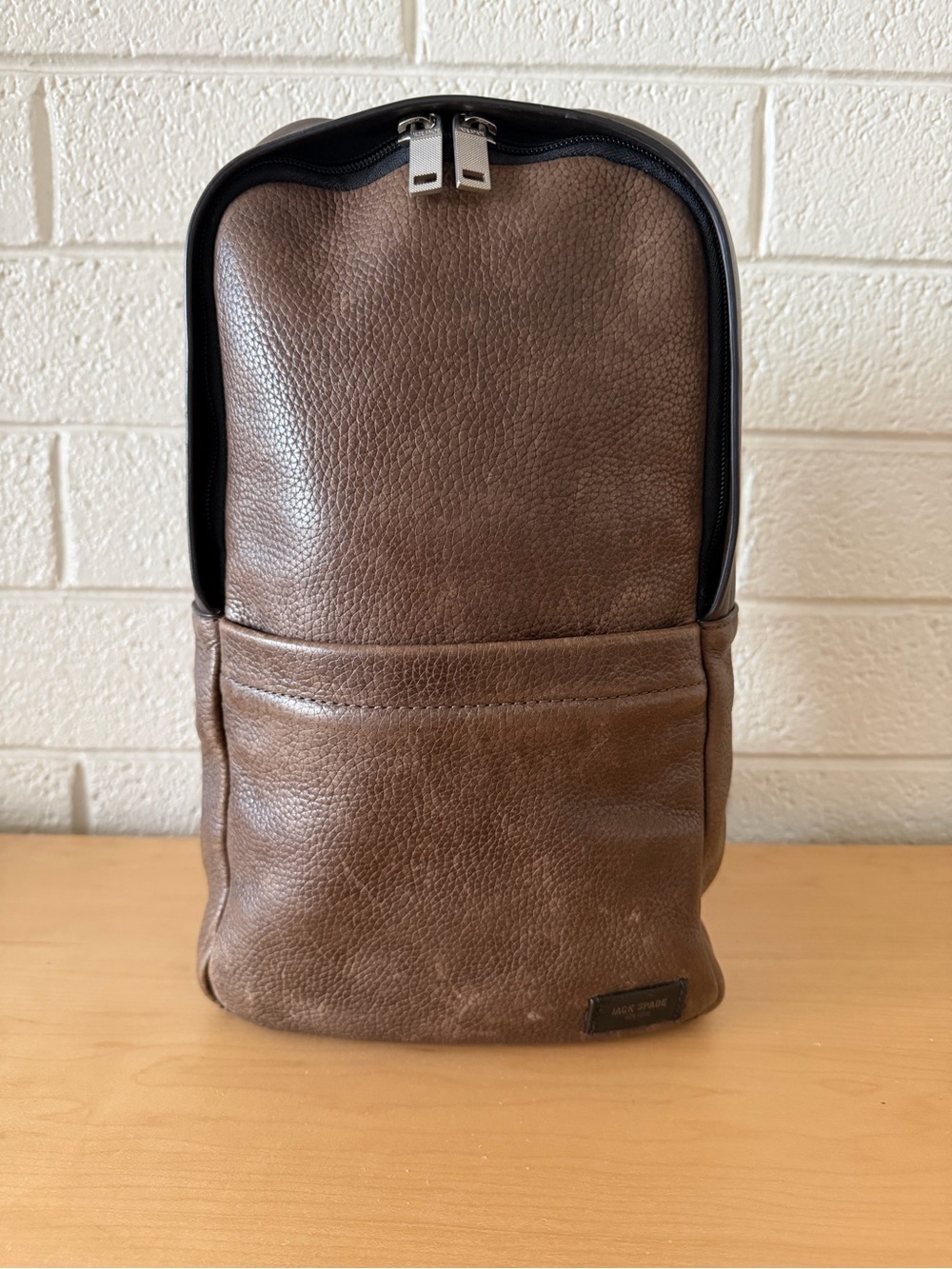 Jack Spade Brown Leather Sling Crossbody Bag with Attached Strap